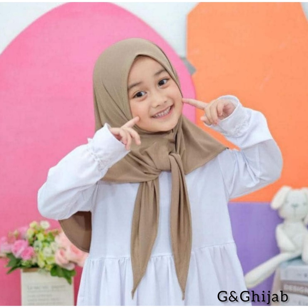 Hijab Segitiga Instan Jersey Anak Remaja 7 - 13 Tahun