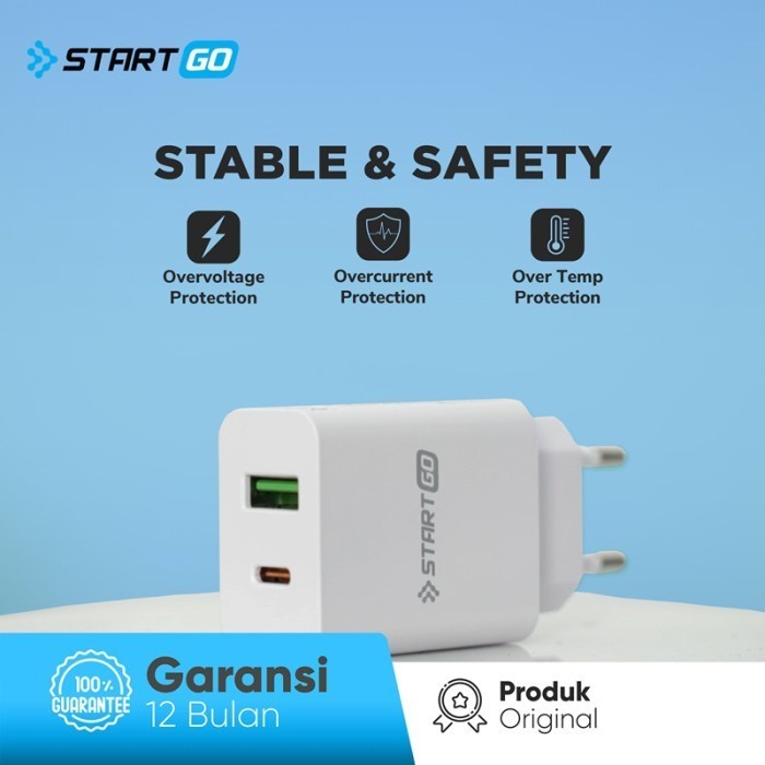 STARTGO Kepala Charger Fast Charging 20w Quick Charge 3.0 Type C &amp; USB