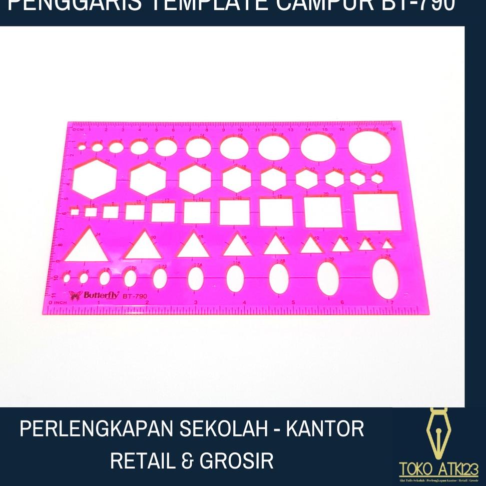 

Q99 Penggaris Template Lingkaran Kotak dll Merk Butterfly No. BT-790 READY ハ