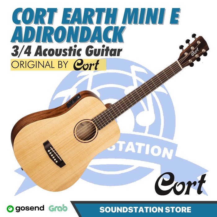 CORT Earth Mini E Adirondack Acoustic Electric Guitar | Gitar Akustik