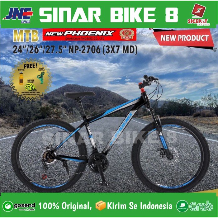 Sepeda Gunung MTB PHOENIX 2706 NEW Rem Cakram Ukuran 24&quot;,26&quot; dan 27,5 inch (Extra Bonus)