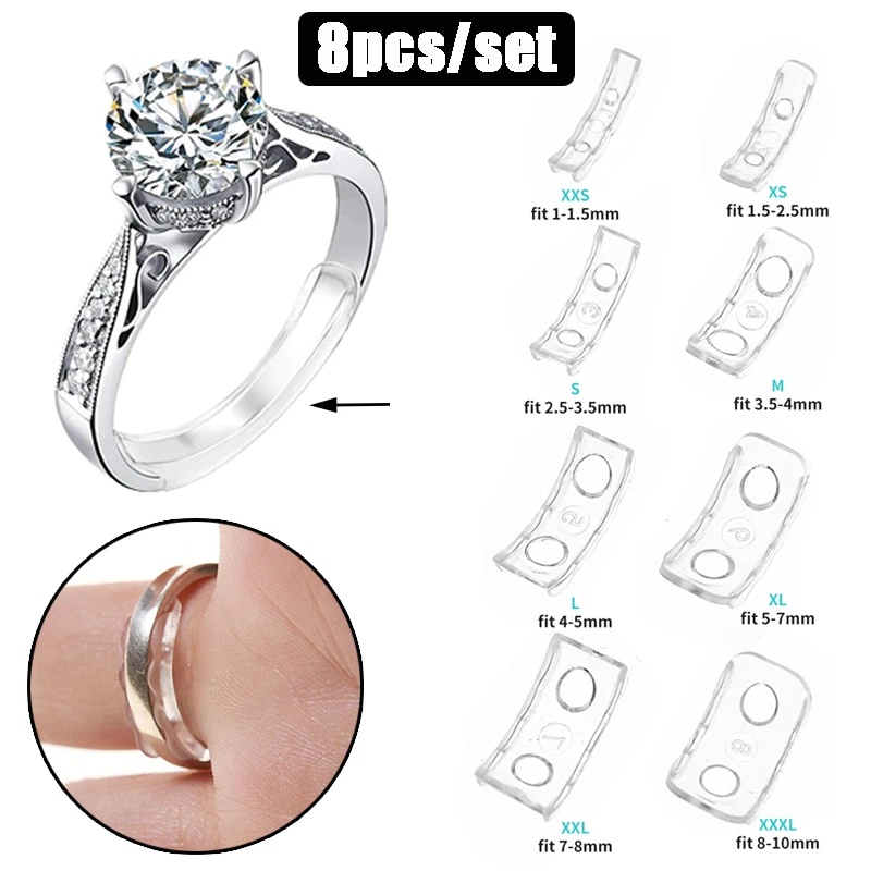 [HOT Sale] Ring Size Adjuster Silicone Jewelry Tools Adjuster Bening Cocok Segala Cincin Resizer Invisible 8ukuran Pengecil Ring Sizer Cincin Longgar