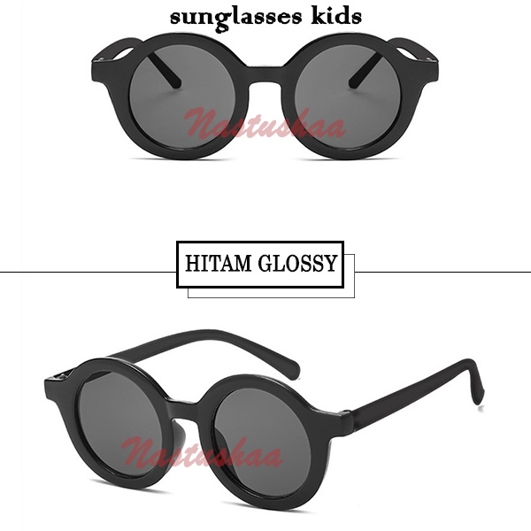 Kacamata Kids Anak Model Bulat Unisex Kacamata Hitam Anti UV Retro Doff dan Glossy Untuk Anak Perempuan Laki Laki Sunglasses Fashion Korea Murah FREECASE