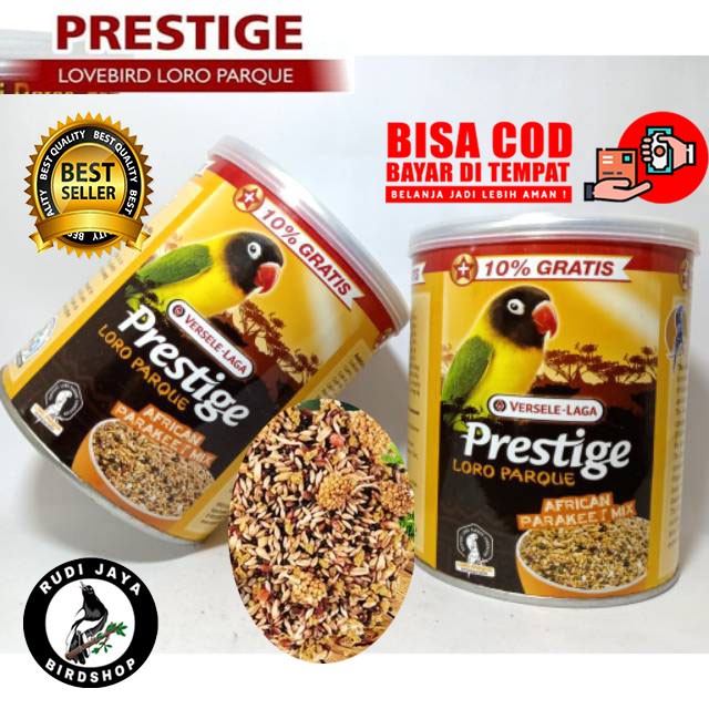 READY PRESTIGE LORO PARQUE KALENG VERSELE LAGA ASLI PAKAN BURUNG LOVEBIRD LB LOMBA HARIAN MILLET MIL