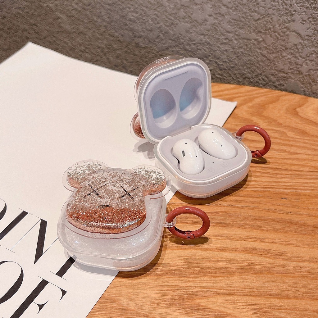 Samsung Buds Pro Pelindung Case Galaxy Buds Live Casing Pelindung Bluetooth Case Bud2 Kartun Pasir Hisap Flash Pink Bear