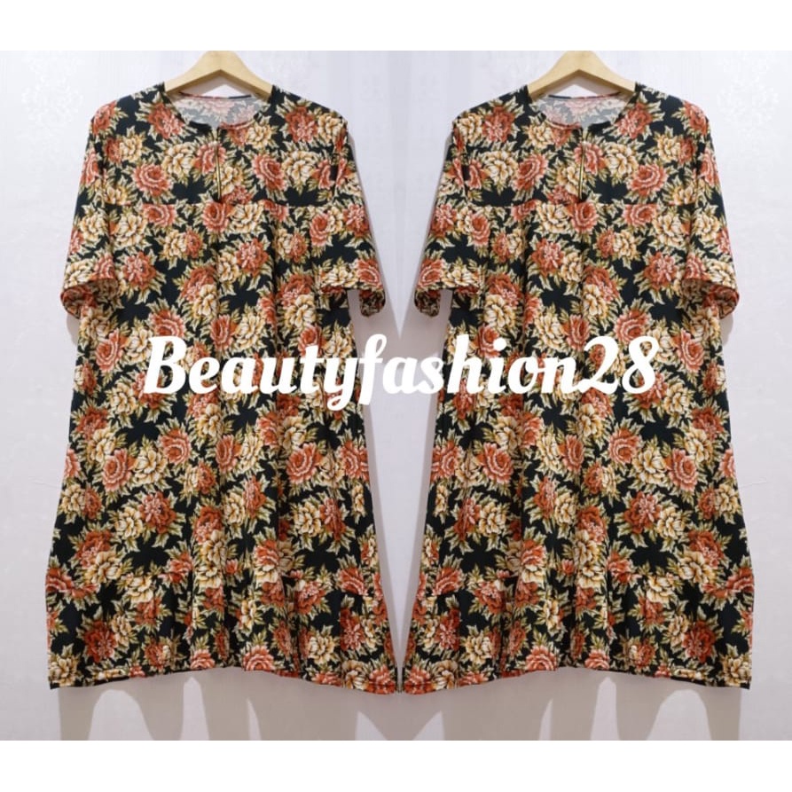 DRESS REMPEL KELILING DASTER SUSUN SUPER JUMBO MAT JERSEY KOREA/MIDI DRESS SIZE