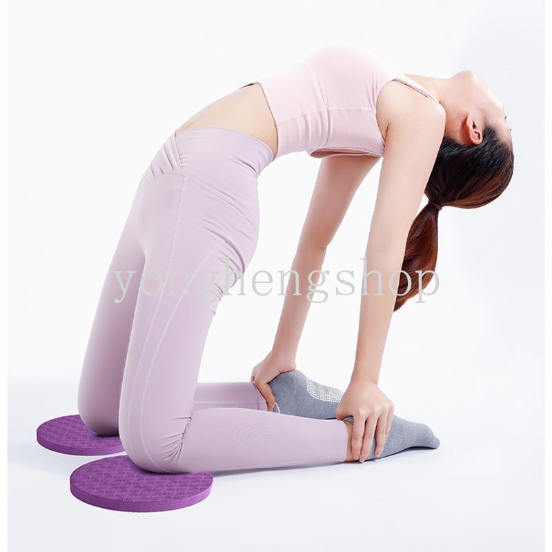 2pcs/set Round Knee Pad Yoga Mats Travel Portable Fitness Olahraga Pad Siku Pergelangan Tangan Bantalan Pelindung Non Slip TPE Mat Flat Support Pads