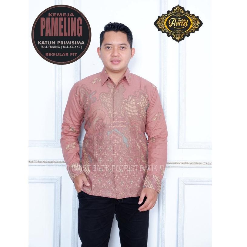 BOOMING baju batik pria lengan panjang PINK DUSTY KEUNGGUAN SOF ORIGINAL PREMIUM KEKINIAN BATIK SOLO