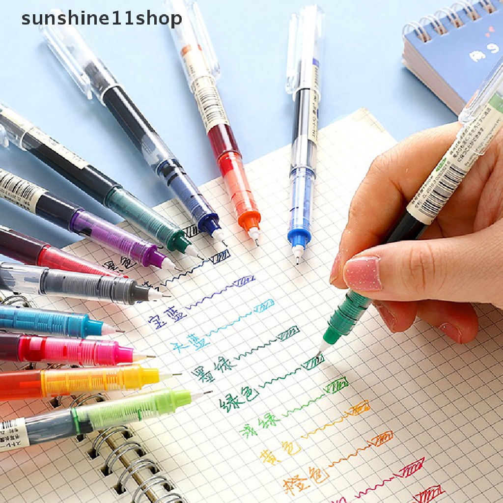 Sho Color Quick-drying Large-Kapasitas 0.5mm Ink Mark Gel Pen Liquid Rollerball Pen Wrig Diary Alat Tulis Kantor Freen Pengiriman N