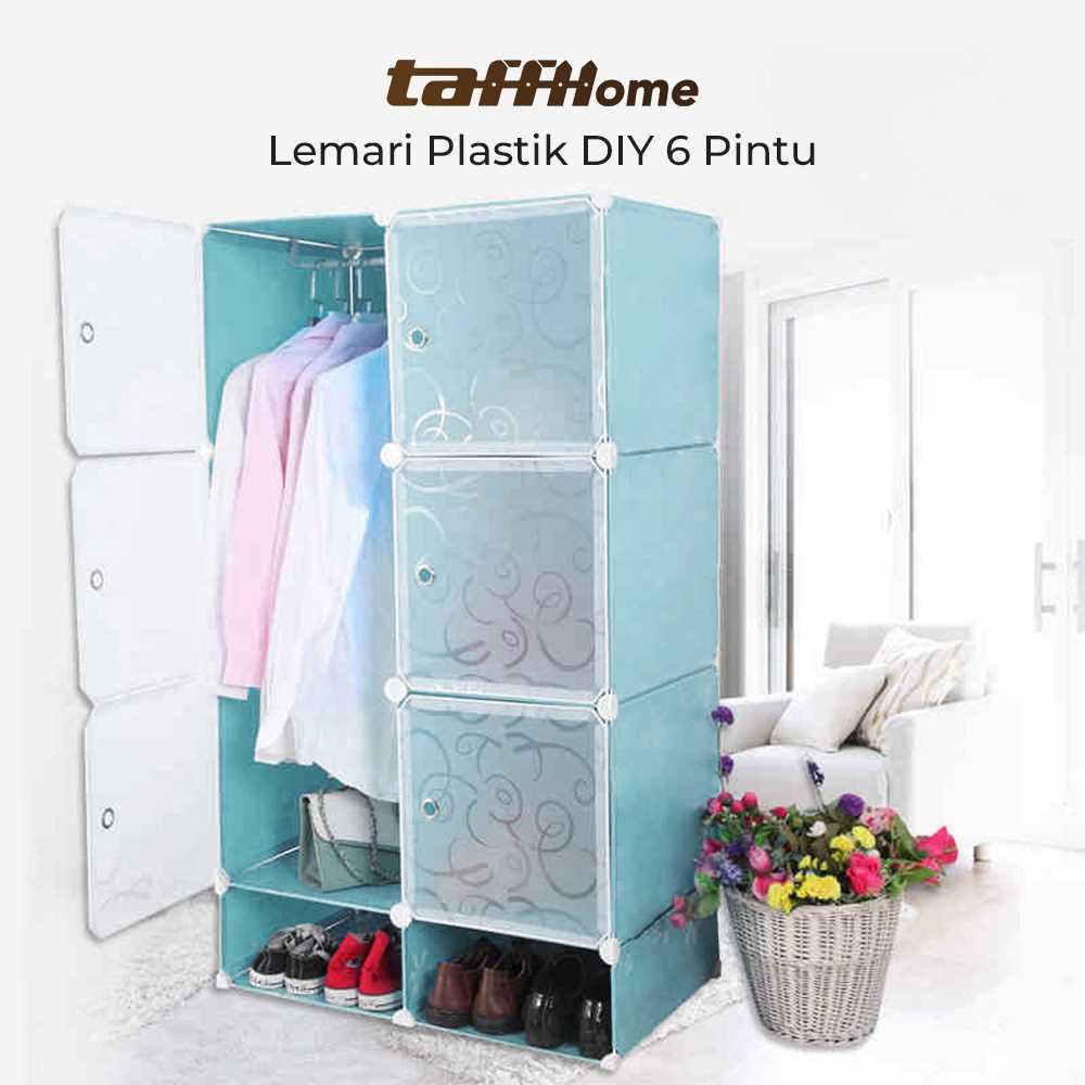 (BISA COD) FTIHSHP  Lemari Plastik DIY Multifungsi Wardrobe Storage Box 6 Pintu - LBXJ019