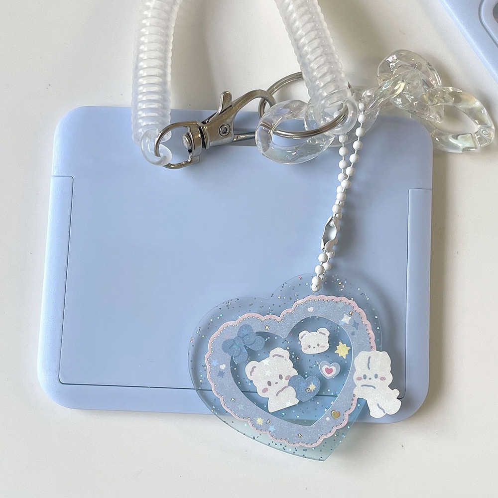 Lovely Creamy Blue Work Card Cover Cover Sliding Desain Hangtag Siswa Sekolah Kantor Supplie