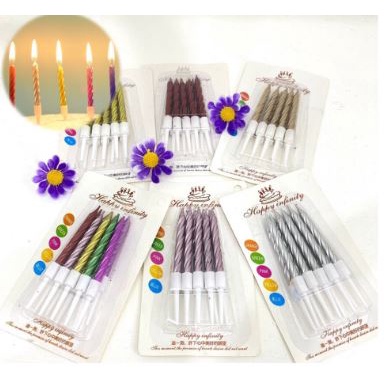 Lilin Ulang Tahun 10Pcs Lilin Birthday Candle Party Warna Warni Murah Import - Pastel