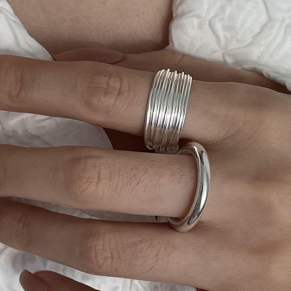 Mxbeauty Multilayer Cuff Finger Rings Minoritas Keren Aksesoris Perhiasan Gaya Korea Cincin Manis Sederhana Gesper Jari