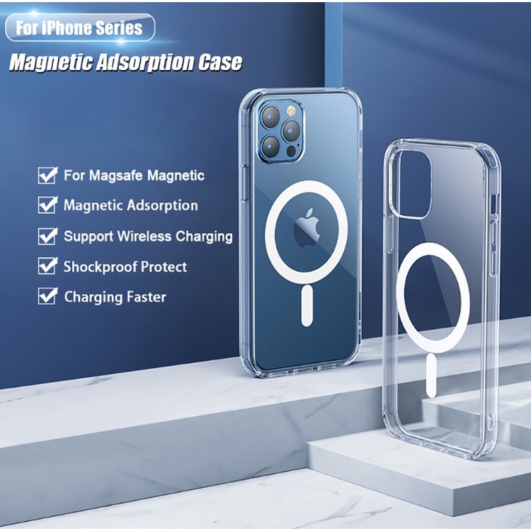 Casing MAGSAFE iPhone SE 7 8 Plus X XR Xs Max11 12 13 14 PRO MAX Casing Cas Magnet Wireless Anti Menguning