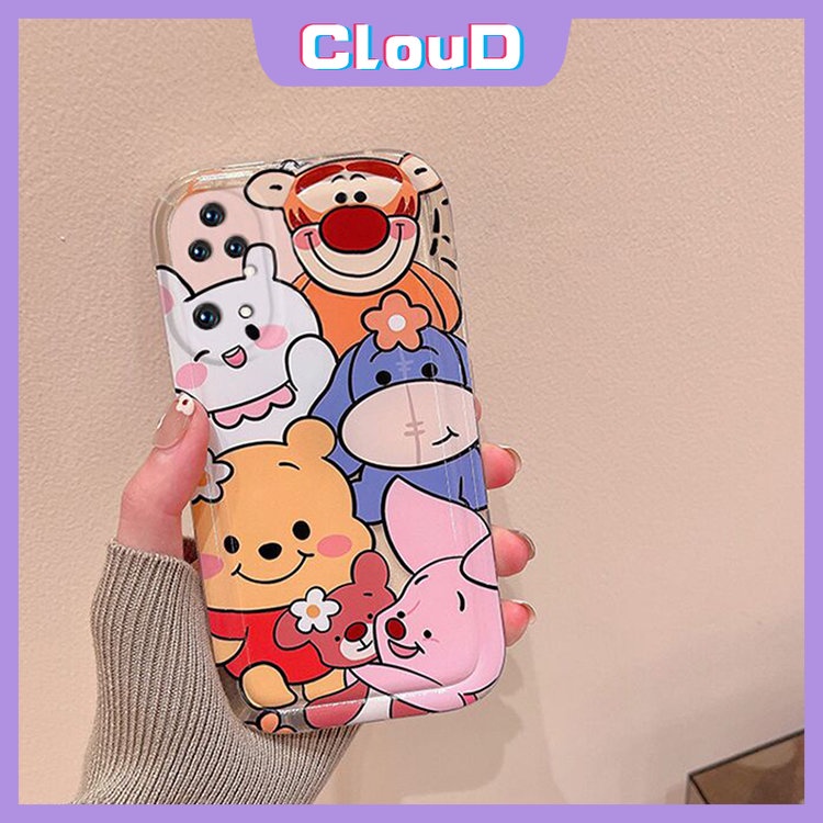 IPHONE Shockproof Airbag Kamera Pelindung Case Kompatibel Untuk Iphone7 6s 6 8 Plus XR 11 12 13 14 Pro Max X XS Max SE 2020 Kartun Lucu Winnie The Pooh Bear Lembut TPU Penutup Belakang