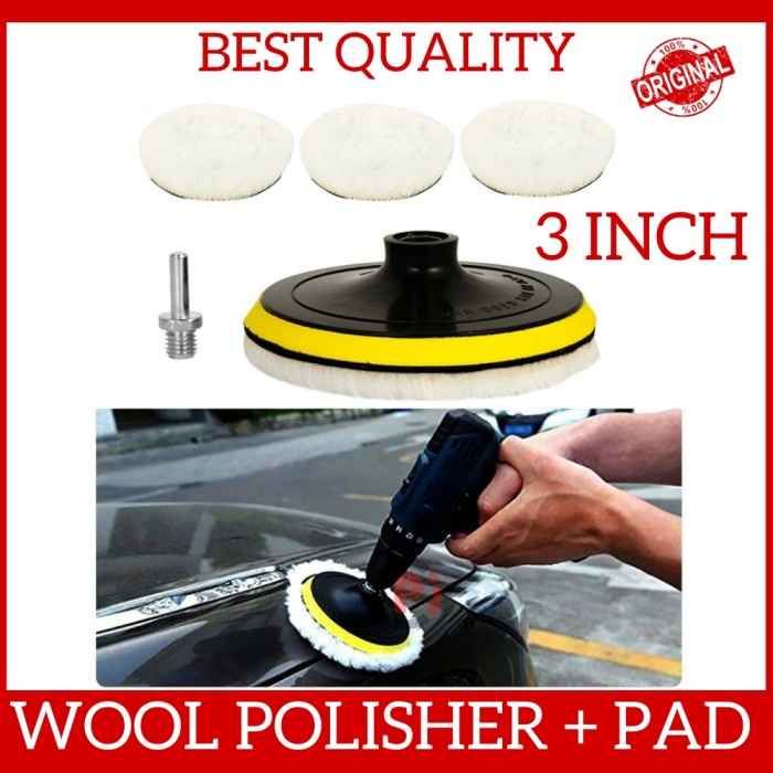 Tatakan Wool Polisher Set 5 in 1 Pad Woll Poles Wax Body Cat Mobil Ukuran 3 Inch 75 / 80mm