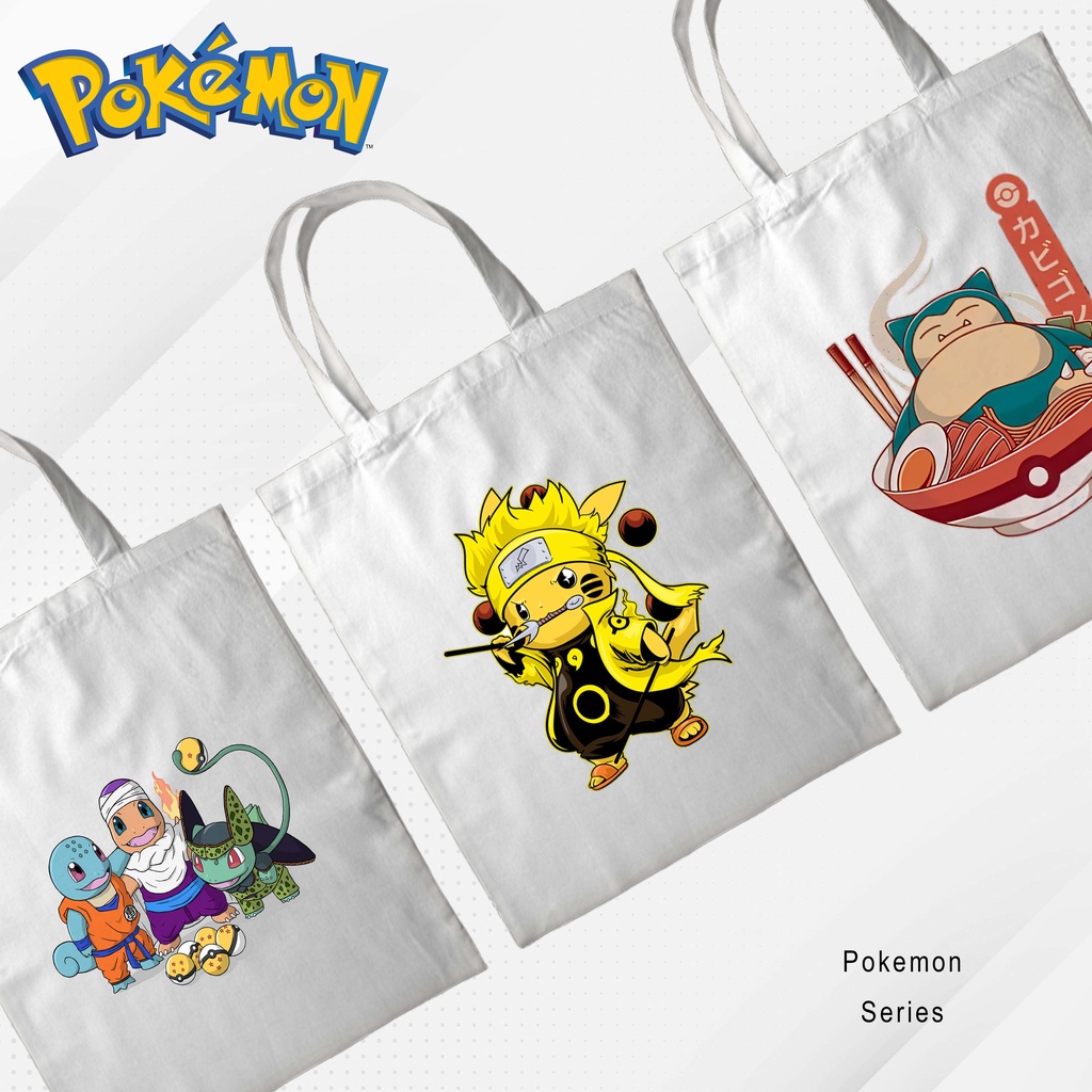 Totebag Anime Pokemon Pikachu Tote bag premium Totebag zipper totebag velcro Termurah