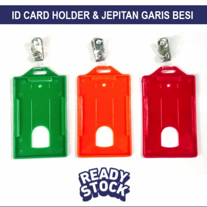 

Id card Holder Plastik Dan Jepitan Garis Besi Name taq Id Card Tebal - Puti transparan