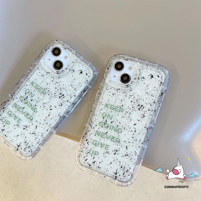 IPHONE Casing Kompatibel Untuk Iphone11 Pro MAX XR 6 6S 78 Plus 14 13 12 Pro MAX X XS MAX Transparan Bening Shockproof Airbag Art Speckle Tinta Pola Huruf Sederhana Soft Case