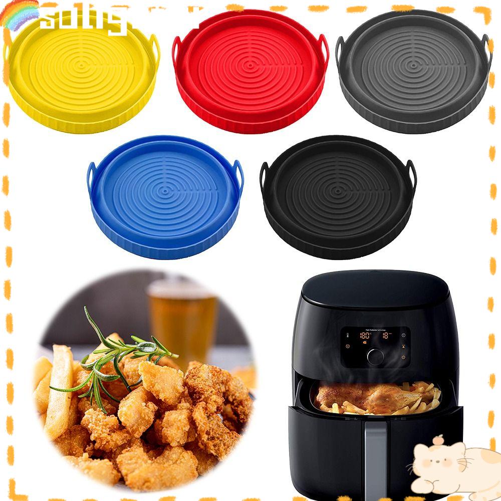 Solighter Bulat Silikon Panci Pengganti Masak Reusable AirFryer Aksesoris Baking Basket