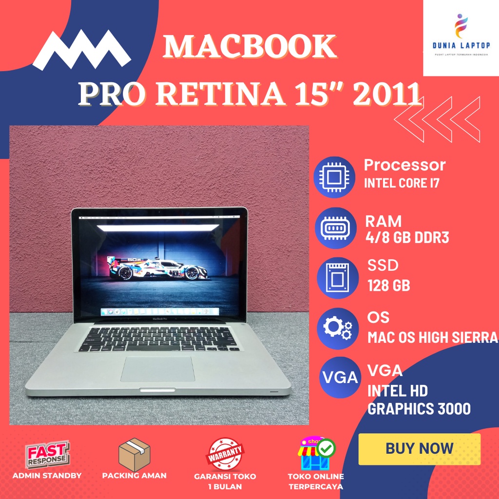 MacBook Pro 15 Inch 2011 Core i7 Laptop Apple Termurah