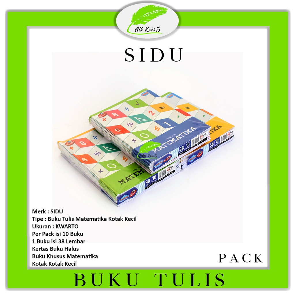 

SIDU - Buku Tulis Matematika KotaK Kecil Isi 38 Lembar - Pack