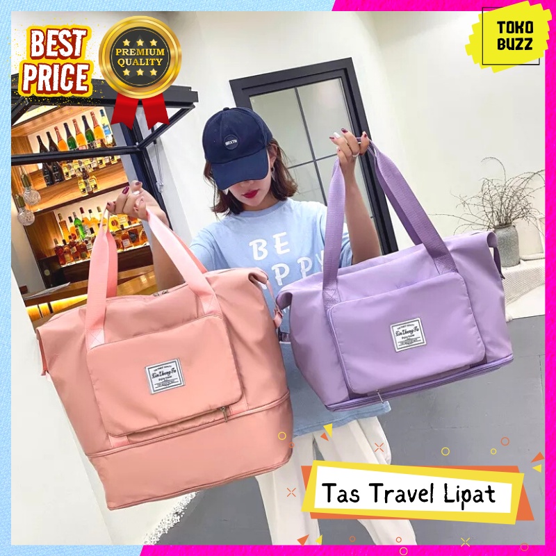 TAS TRAVEL LIPAT TRAVEL BAG JINJING JUMBO ANTI AIR Dapat Dilipat Baju Gym Senam Olahraga Wanita Pria Korea Style