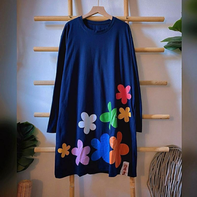 Flower Tunik, TUNIK OVERSIZE CANTIK MODIS BAHAN KAOS PRRMIUM FIT XXXXL LD 124-140 TERMURAH TERLARIS OOTD