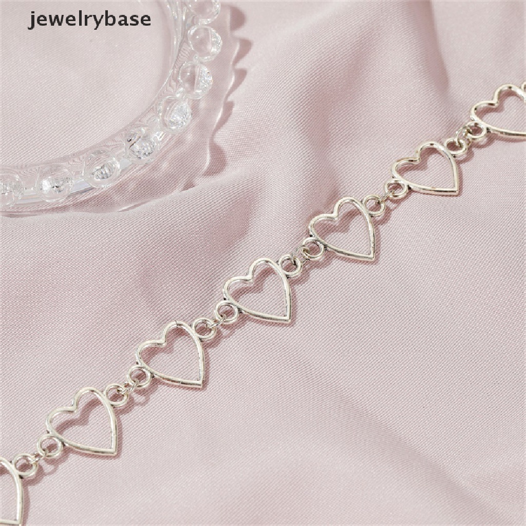 [jewelrybase] Berongga Cinta Manis Hati Choker Kalung Pernyataan Pacar Hadiah Dua Warna Lucu Kalung Perhiasan Butik