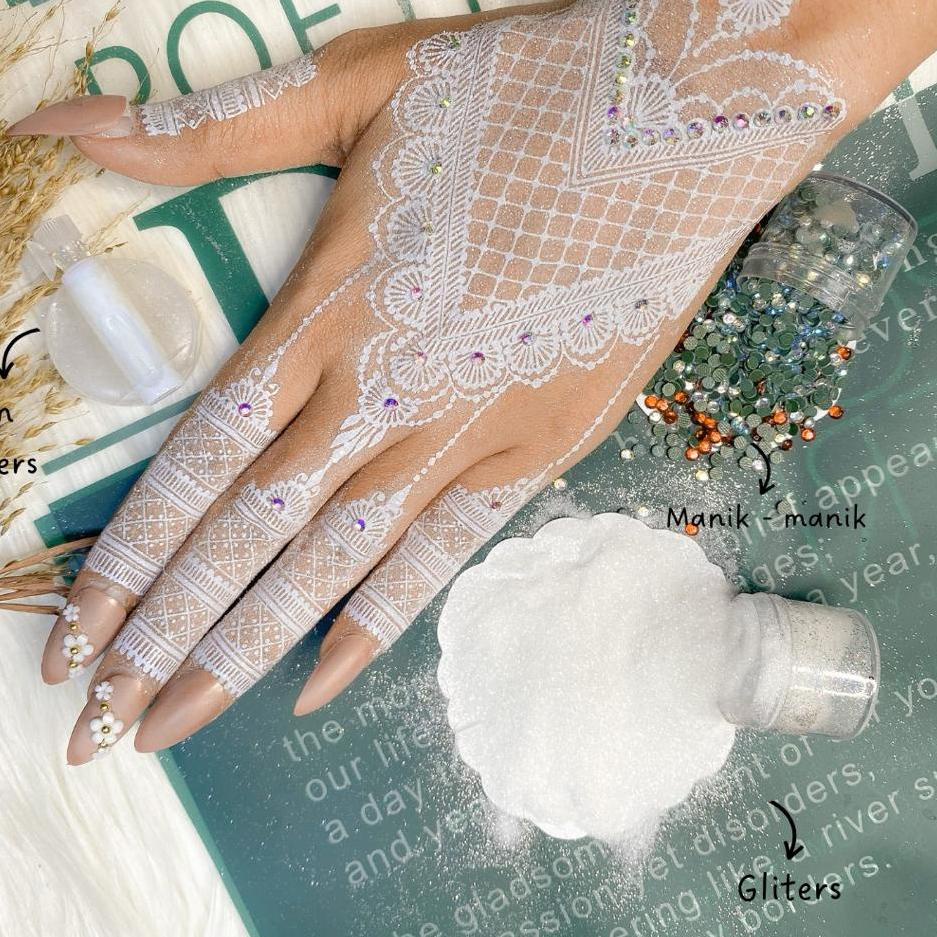 Ready Stok 2 PCS (KANAN&KIRI) HENNA PUTIH PENGANTIN / HENNA PUTIH / TATO HENNA PUTIH PENGANTIN / HEN