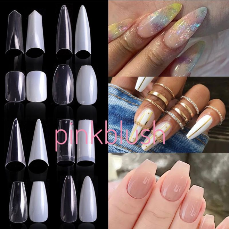 Kuku Palsu bening polos isi 500 kuku untuk extention/Fake Nails/Kuku Transparant