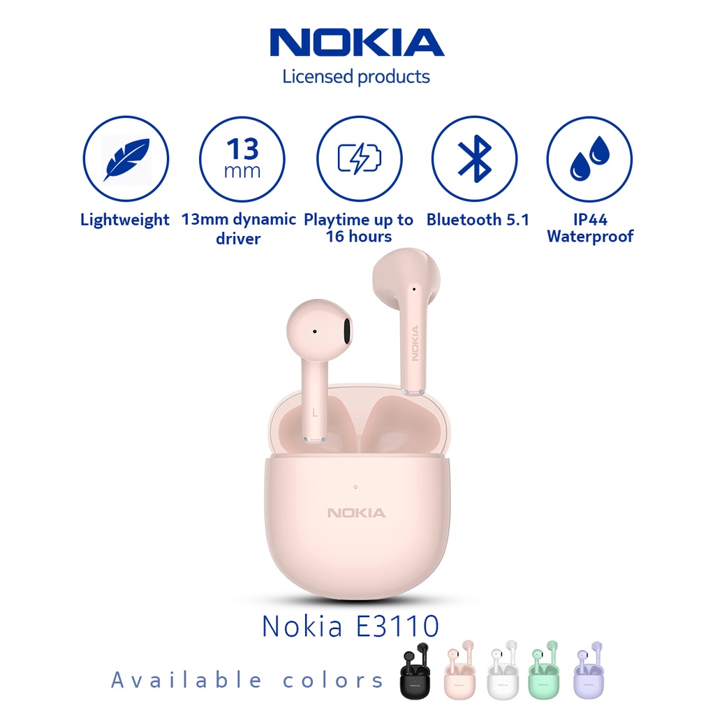 Nokia E3110 True Wireless Earbuds Bluetooth Earphone TWS HD - Pink
