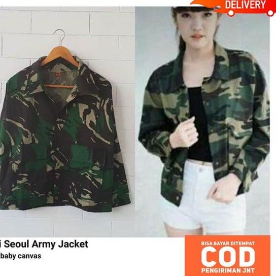 Miliki - Mini Seoul Jaket Loreng Wanita - Jaket Wanita - Jaket Bomber Loreng ()
