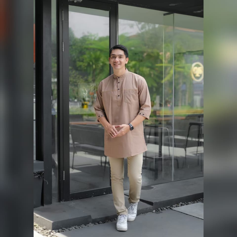 NESS baju muslim pria  lengan tiga perempat pakaian lebaran Koko Pakistan  dewasa premium terbaru 2023 SAKHA MOCCA