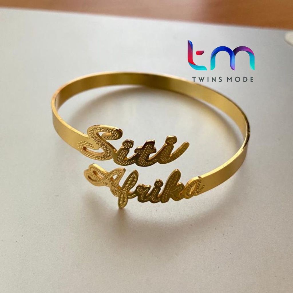 Gelang Nama Hits Perhiasan Nama TITANIUM LAPIS EMAS MURNI ( Produk Terlaris Shopee)