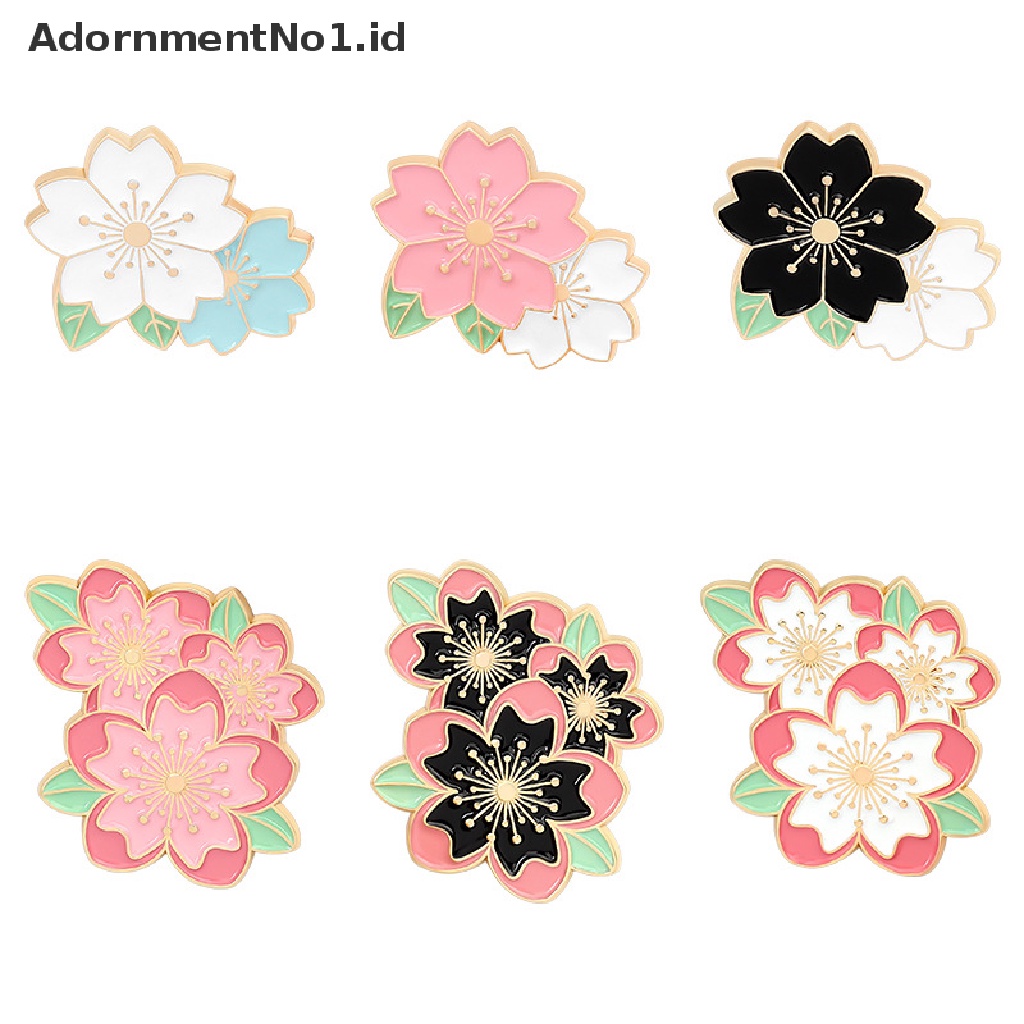 [AdornmentNo1] Sakura Enamel Pin Pink Putih Cherry Blossom Bros Tas Kerah Pin Kartun Bunga Lencana Perhiasan Hadiah Flower Pin [ID]