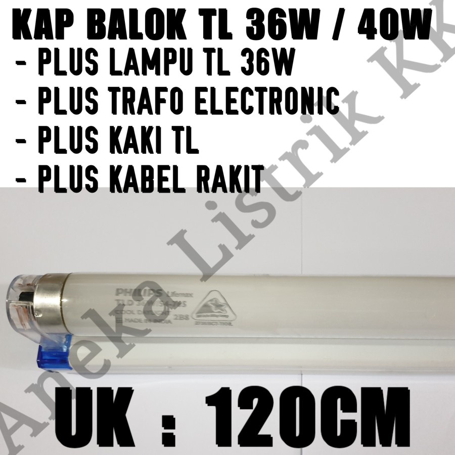 KAP BALOK 36W 40W RUMAH BOX LAMPU NEON TL 36 40 W WATT + KAKI + TRAFO
