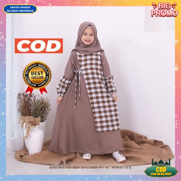 Baju Gamis Anak Muslim Nurra Syari Kids Fashion Perempuan Remaja Cewek Putri Modern Terbaru Pakaian 