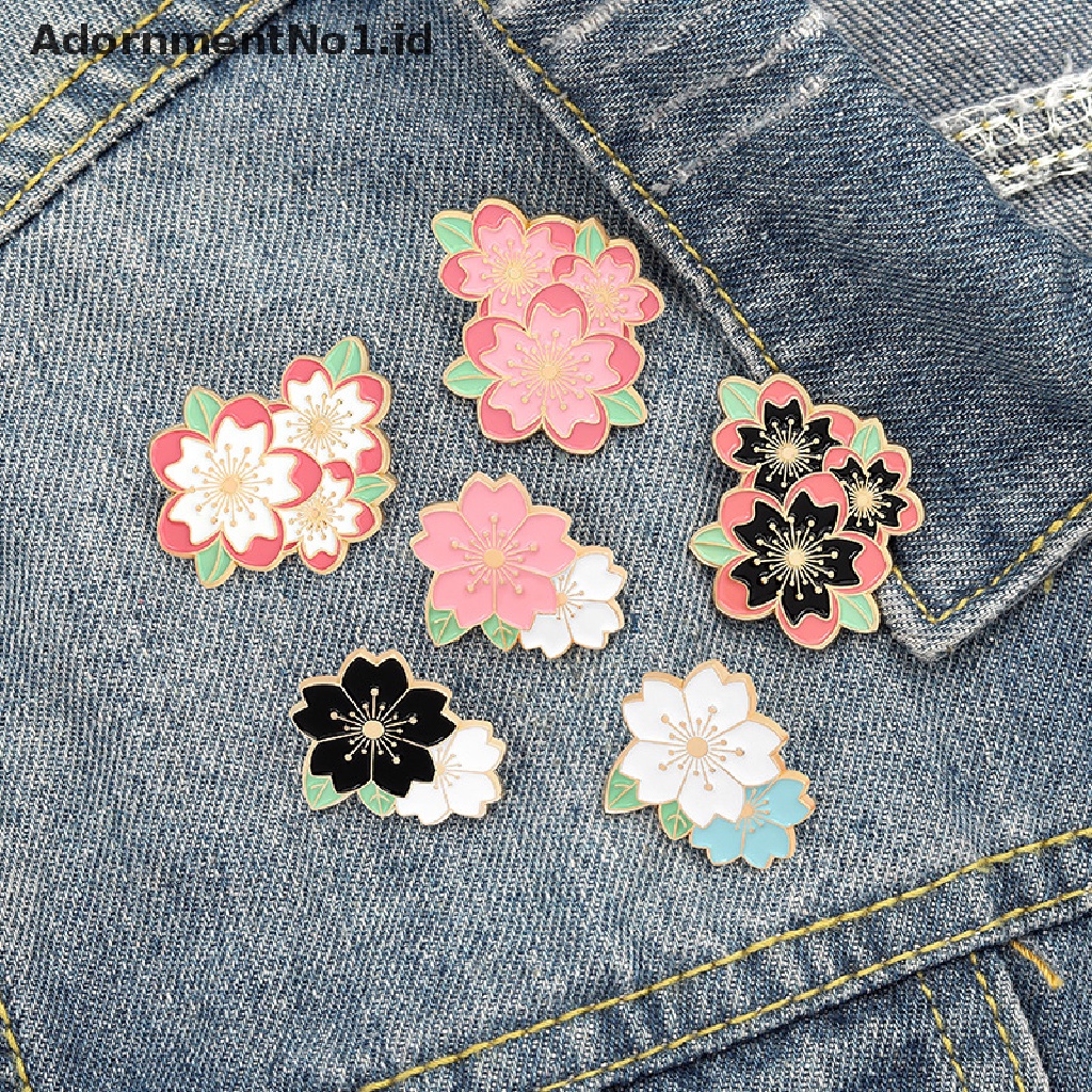 [AdornmentNo1] Sakura Enamel Pin Pink Putih Cherry Blossom Bros Tas Kerah Pin Kartun Bunga Lencana Perhiasan Hadiah Flower Pin [ID]