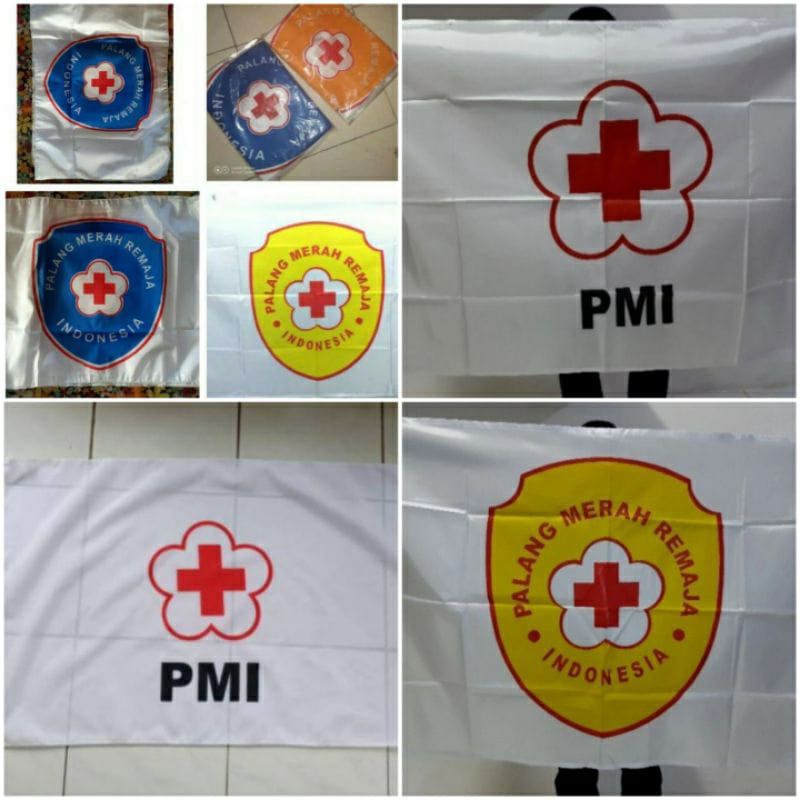 bendera PMI PMR biru kuning besar 80x120cm