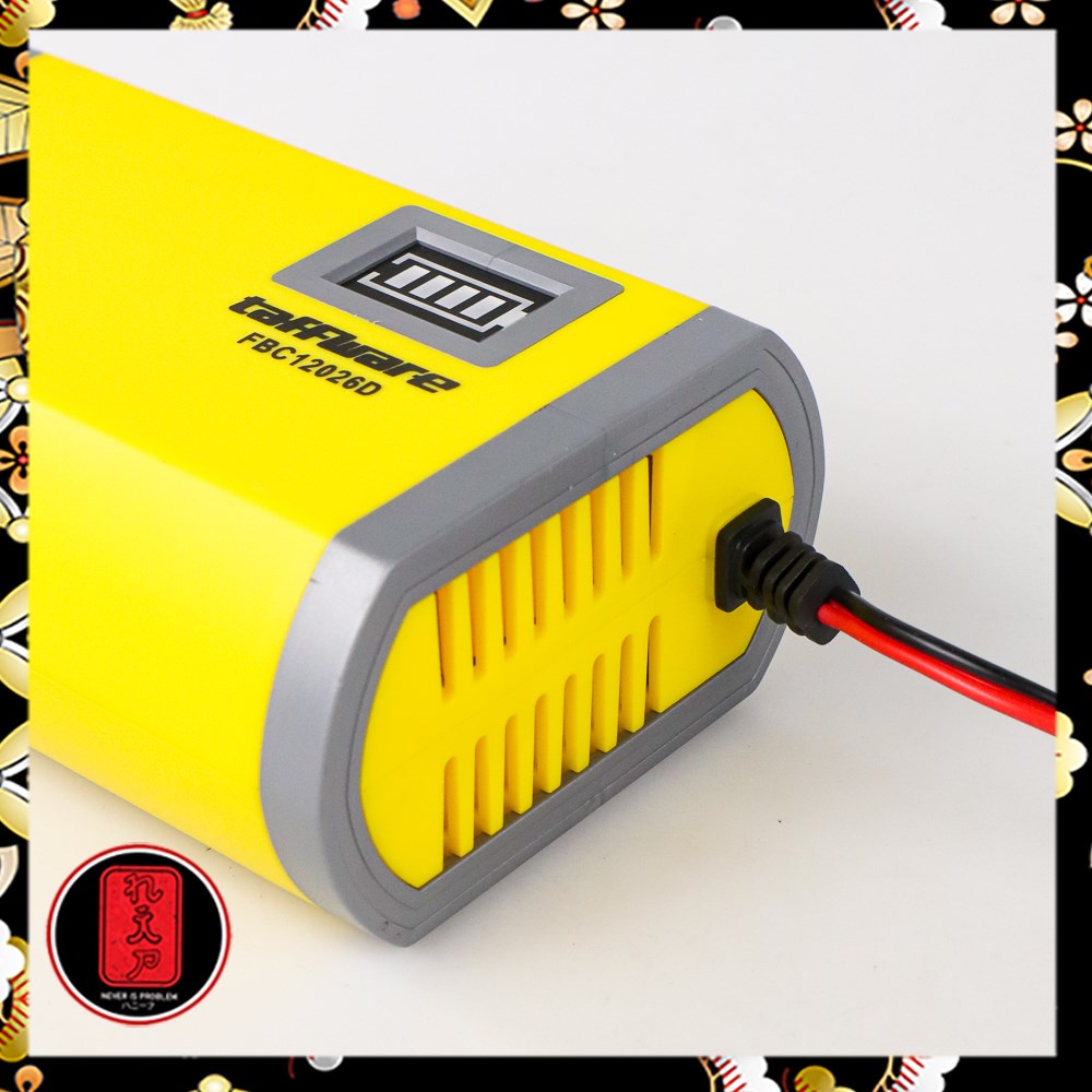 Taffware Charger Aki Portable Motorcycle Car Battery Charger 6A 12V - FBC1206D - Yellow