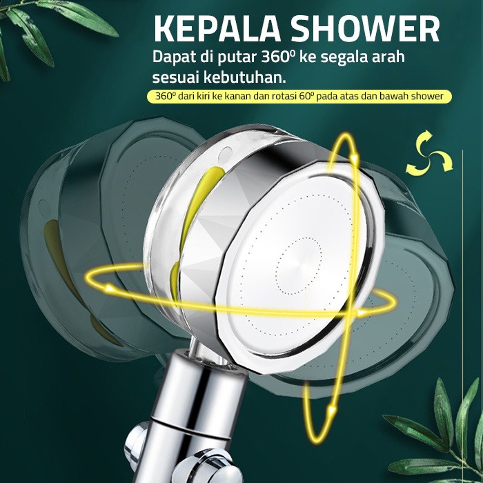 Hand Shower Turbo /  Kepala Shower Kipas Turbo Fan / Shower Head Shower Mandi Minimalis Pressurized Nozzle / Turbo Fan Shower Head Water Saving High / Shower Kamar Mandi / Kepala Shower Dengan Filter Air dan Kipas Turbo Hemat Air