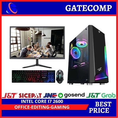 Paket Gaming Lengkap Intel Core  i7 2600 /GT 1030 2GB  /SSD 120GB/LED Monitor 19 Inci