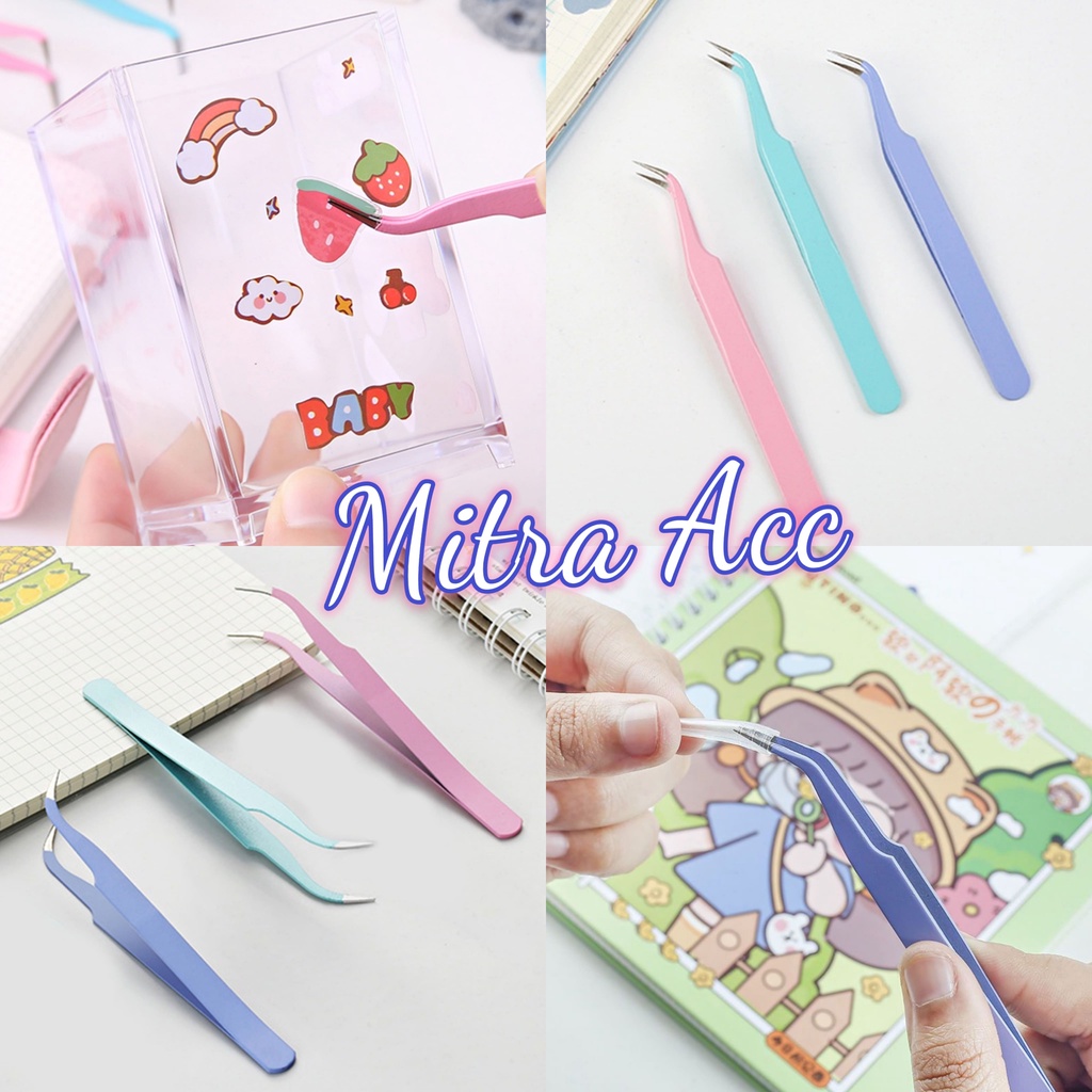 PINSET / TWEEZERS EYELASH EXTENSION MACARON ALAT SAMBUNG BULU MATA