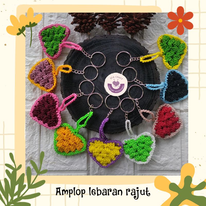 

Efa craft Amplop lebaran bentuk love rajut gantungan kunci handmade