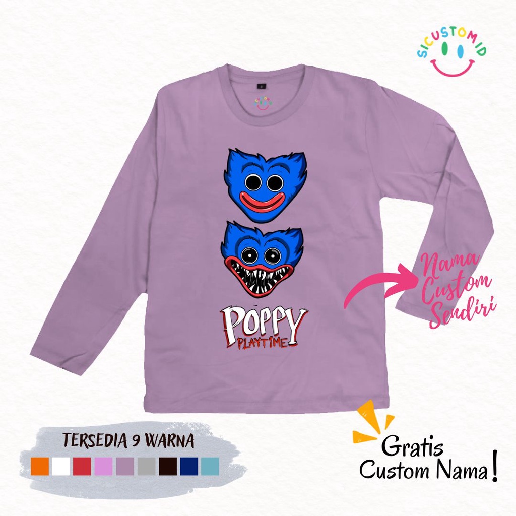 TERLARIS BAJU KAOS ANAK TANGAN PANJANG CUSTOM NAMA KARAKTER GAME POPPY PLAYTIME