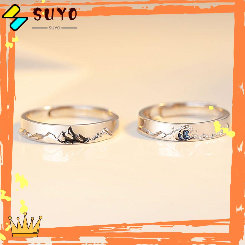 Suyo Cincin Pasangan Fashion Perhiasan Kekasih Hari Valentine Masa Kini Romantis S925 Berlapis Perak