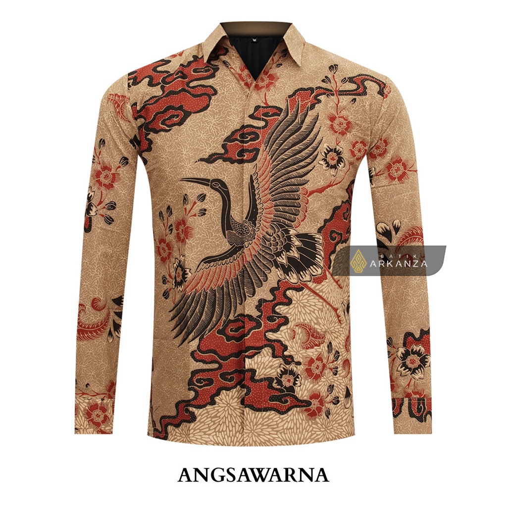 Baju BATIK ARKANZA Motif ANGSAWARNA Hem Atasan Kemeja Baju Batik Pria Premium Cowok Laki Laki Slimfit Full Lapis Furing Lengan Panjang Lengan Pendek Original Asli GUDANGARKANZA_0803