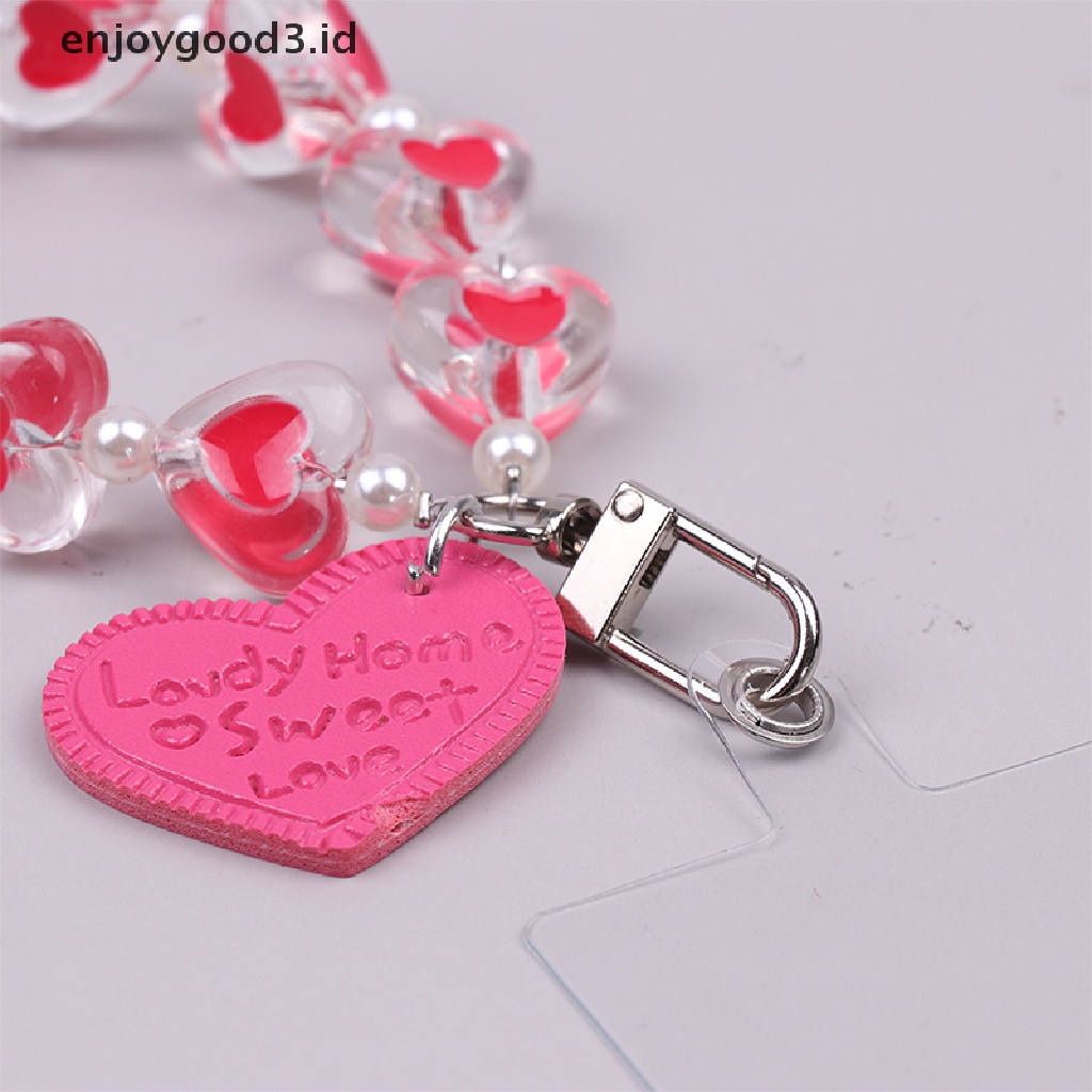 【 Rready Stock 】 Crystal Love Heart Hanging Ring for Mobile Phone Lanyard Anti-Lost Bracelet （ ID ）
