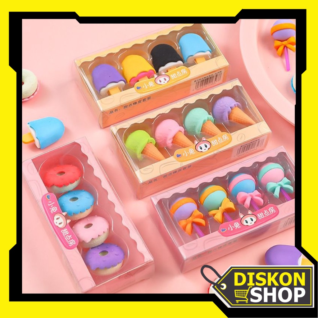 

Diskon Shop - S5673 Penghapus Pensil Karakter Lucu / Penghapus Set Cute / Penghapus Pensil Model Ice Cream Donat Lolipop